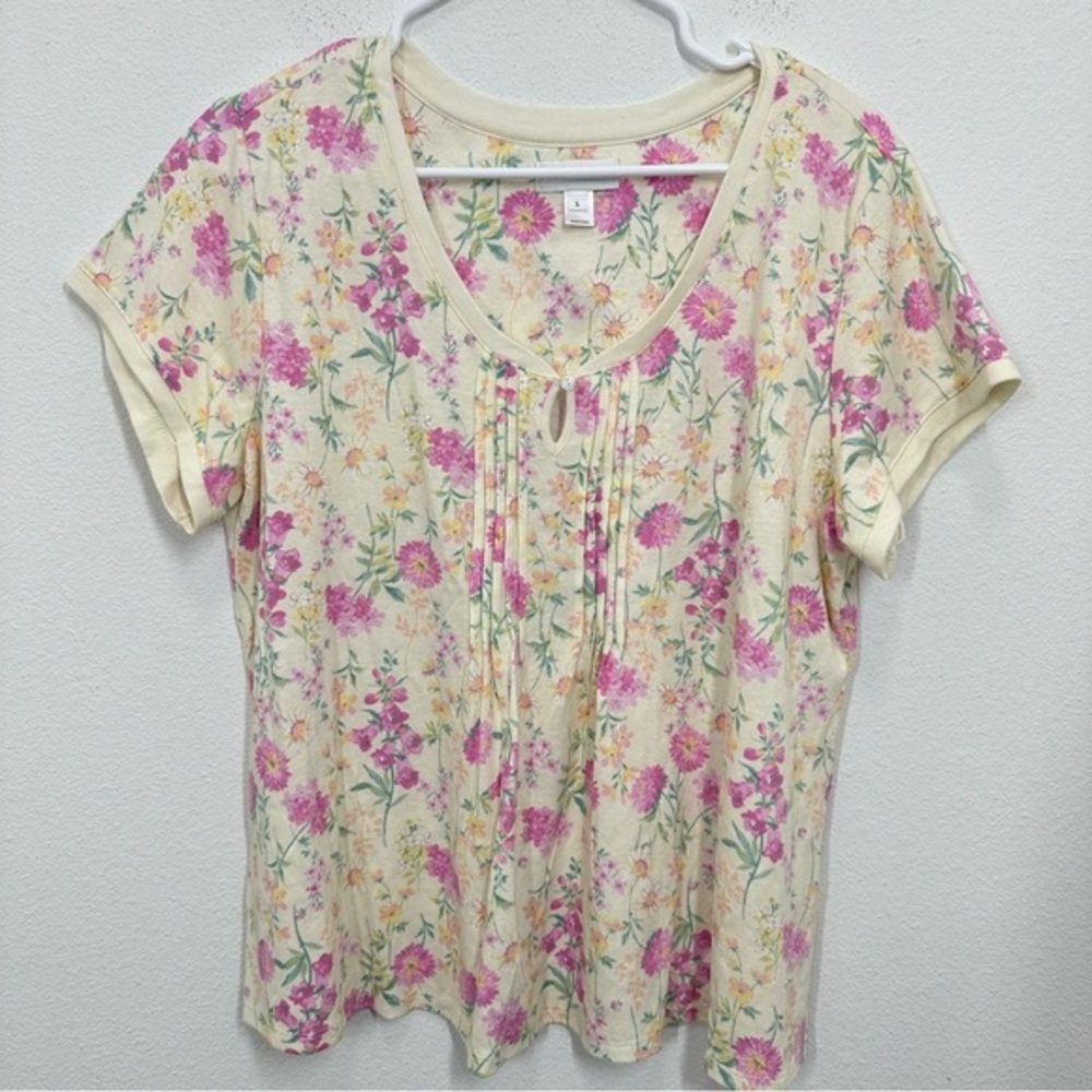Miss Elaine Delicate Floral Scoopneck Pajama‎ Top Comfort Grannycore Cottagecore